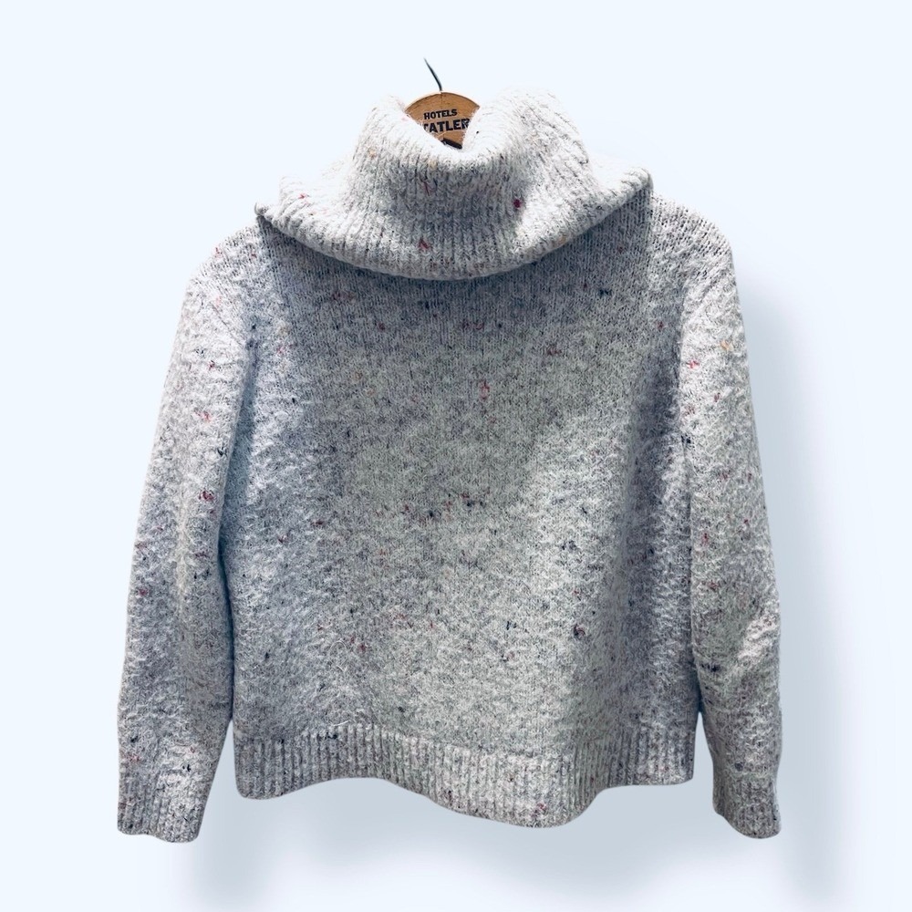 Cowl Neck Confetti‎ Grey Sweater XS Cozy Wool Blend Soft Ski Mountain Lodge